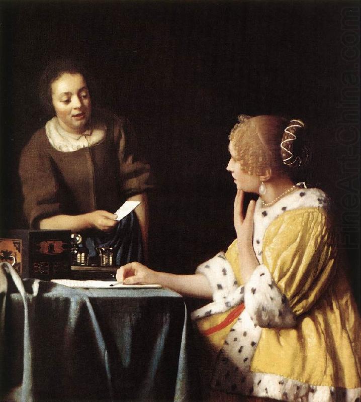 Jan Vermeer Lady with Her Maidservant Holding a Letter china oil painting image